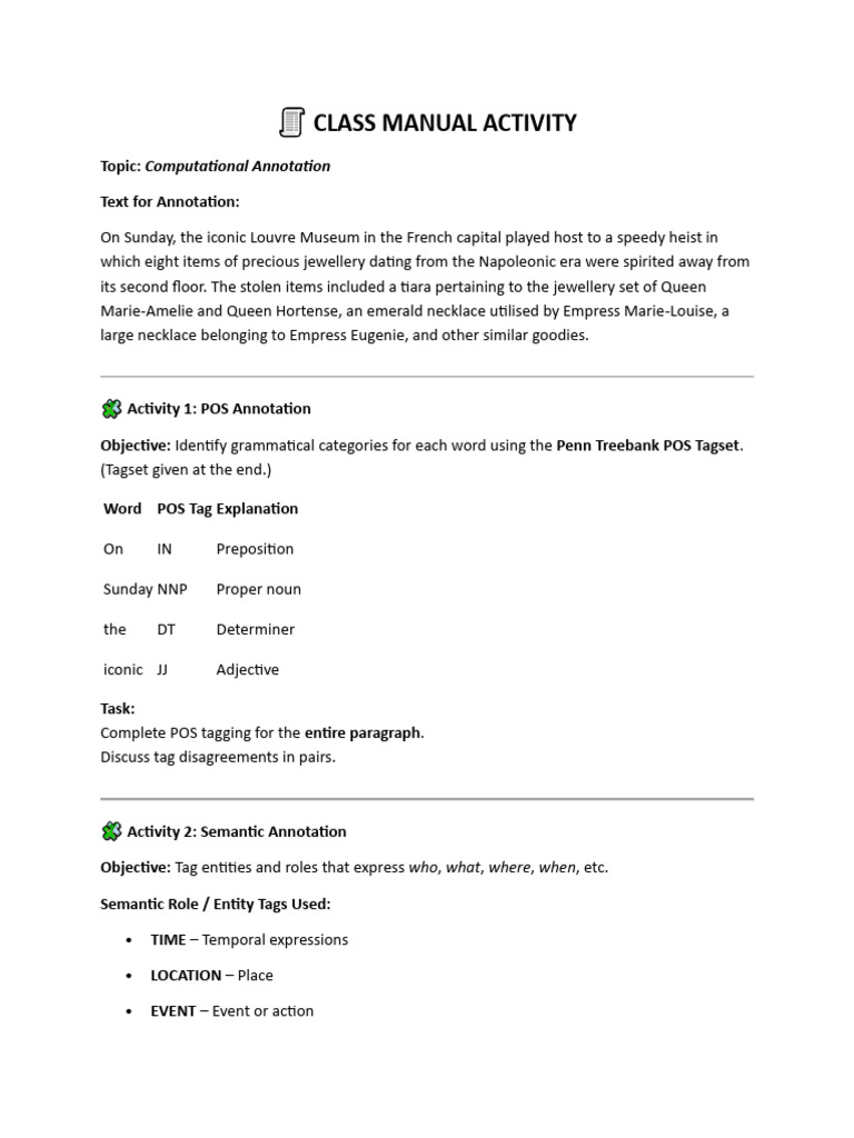 Computational Annotation Activities Guide | PDF | Adjective | Verb