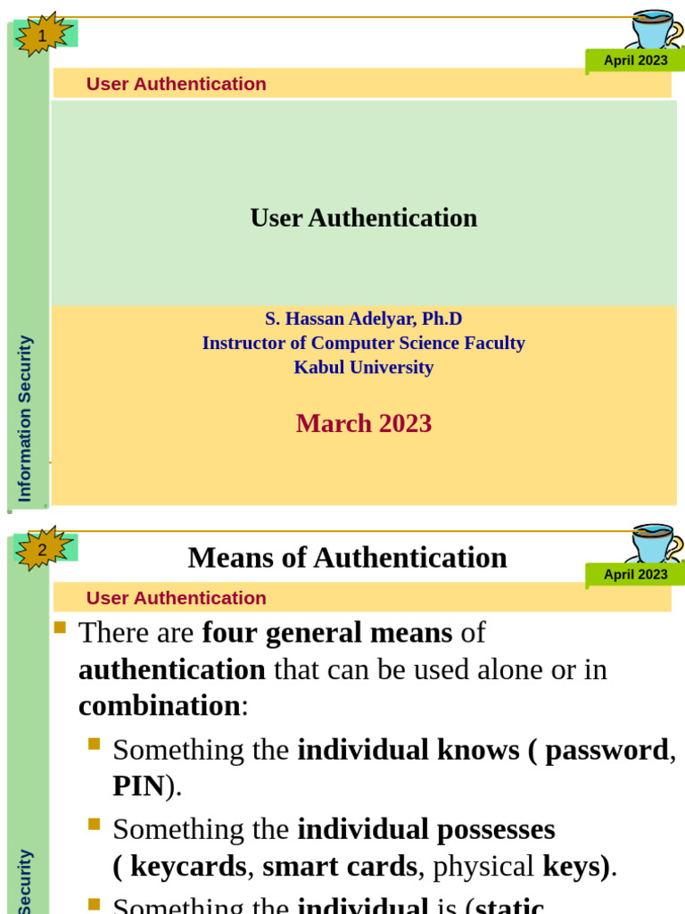 Lesson 11 User Authentication | PDF | Smart Card | Authentication