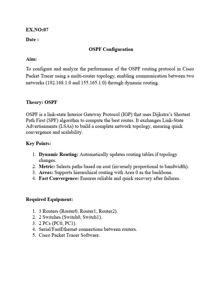 OSPF Routing Configuration Guide | PDF | Routing | Computer Network