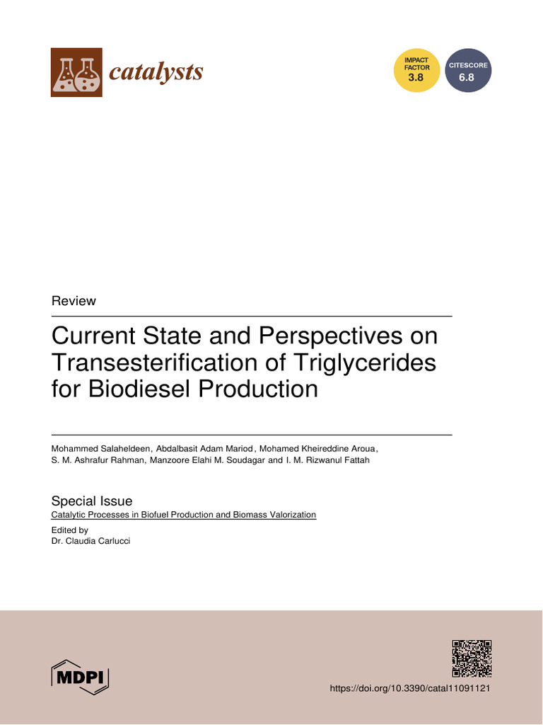 1 - Trans - Salaheldeen - Catalysts (2021) | PDF | Biodiesel | Catalysis