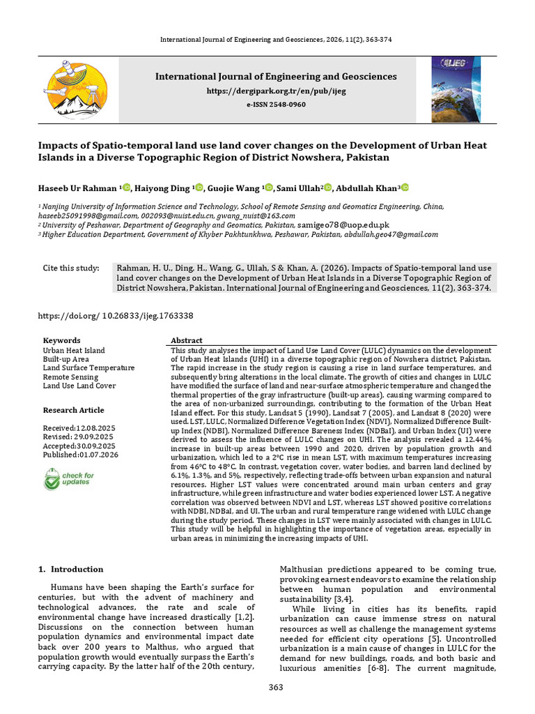 Impacts of LULCC On The Development of UHI | PDF | Infrared ...