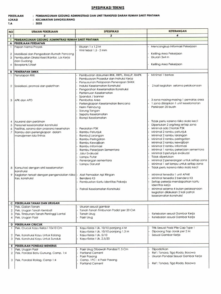 Spektek Gedung Adm Dan UTD RS SKL | PDF