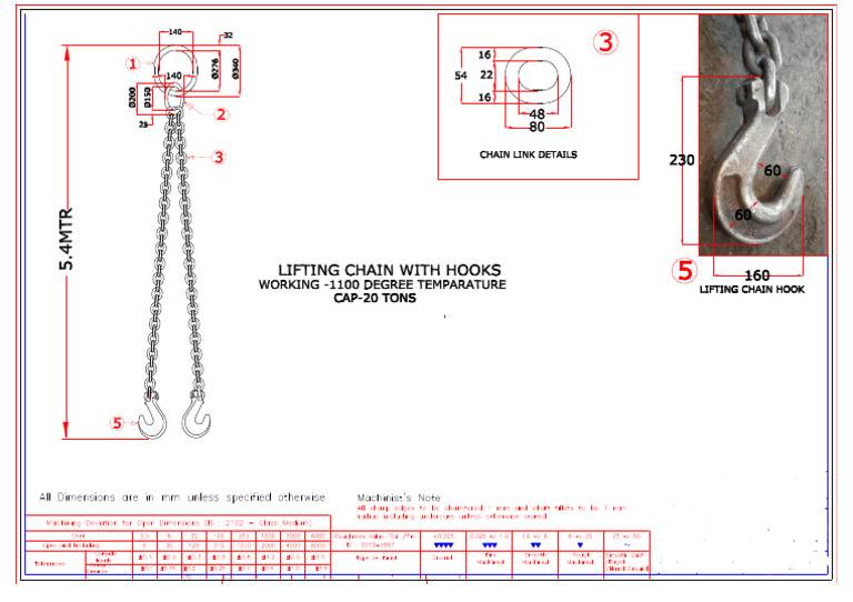 DRG No 1325 AREV-1 LIFTING CHAIN - Hook For Crain | PDF