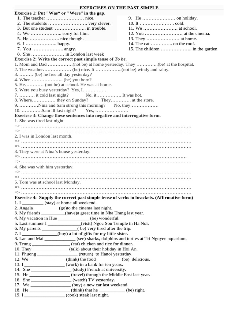Past Simple Exercises for English Learners | PDF