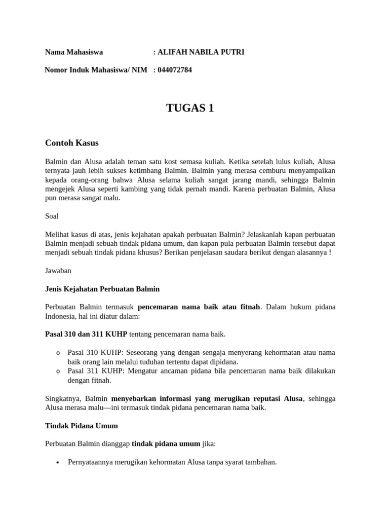 Tindak Pidana Penganiayaan Ringan Dani | PDF