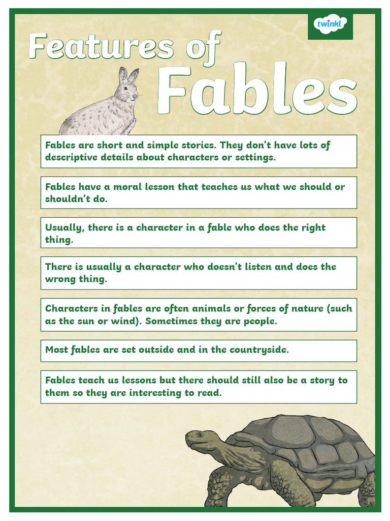 Understanding Fables: Key Features and Lessons | PDF