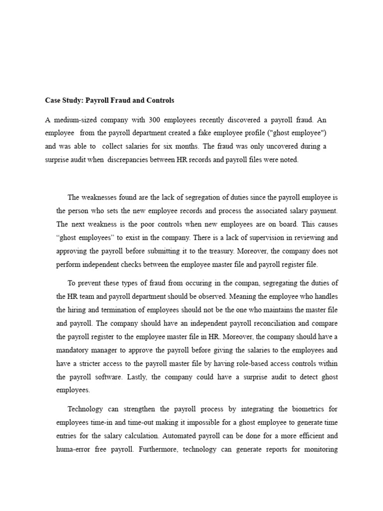 Payroll Fraud Case Study & Solutions | PDF