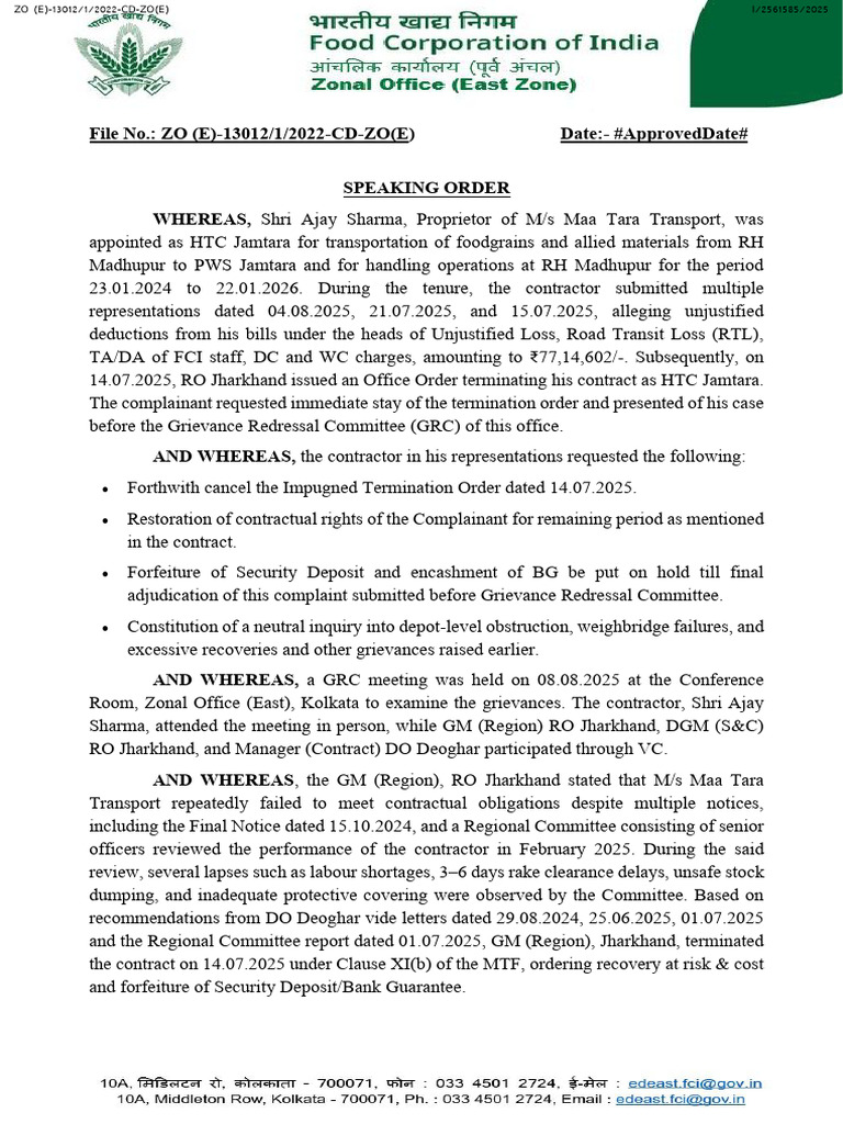 Speaking Order Dated 09.10.2025 (MTT-J) | PDF | Justice | Crime & Violence