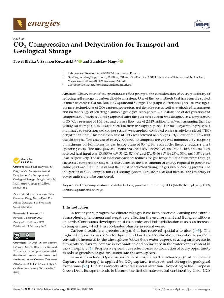 CO2 Compression and Dehydration Methods | PDF | Carbon Dioxide ...