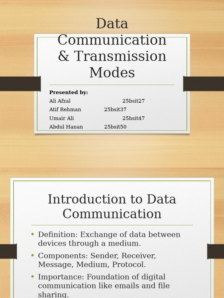 Data Communication & Transmission Modes | PDF | Transmission Medium ...