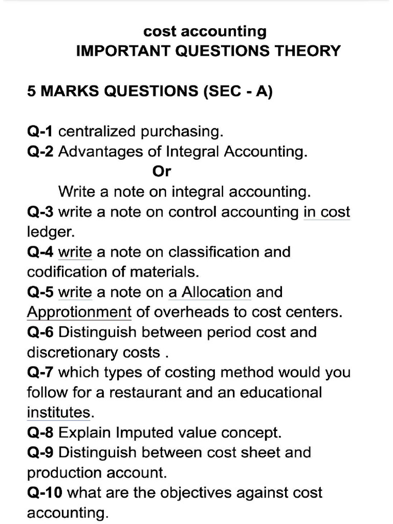Important Questions Acc | PDF