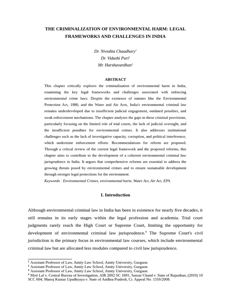 Environmental Crime Laws in India: Challenges | PDF | Environmental Law ...