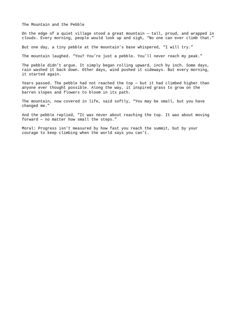 The Pebble's Journey: Small Steps Matter | PDF