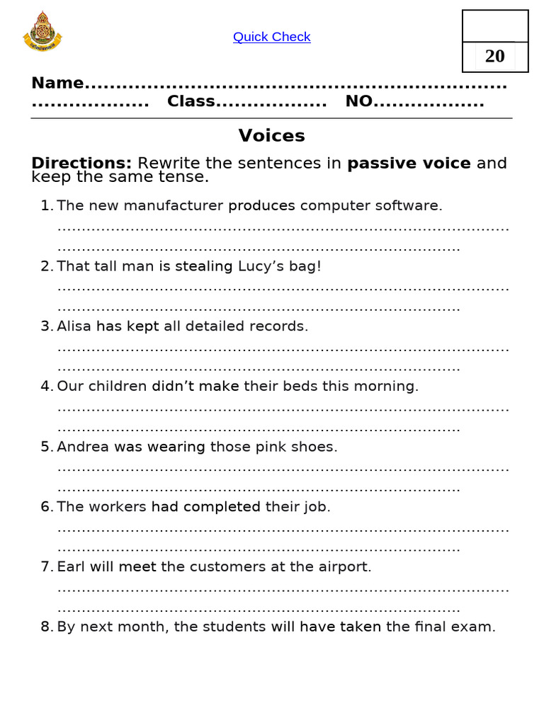 Passive Voice Sentence Exercises | PDF | Chess Openings | Chess
