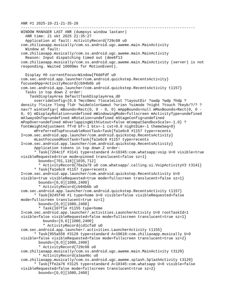 ANR Report for Zhiliao App 2025 | PDF | Computing | System Software