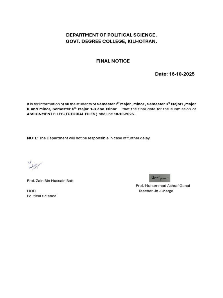 Final Assignment Submission Notice | PDF