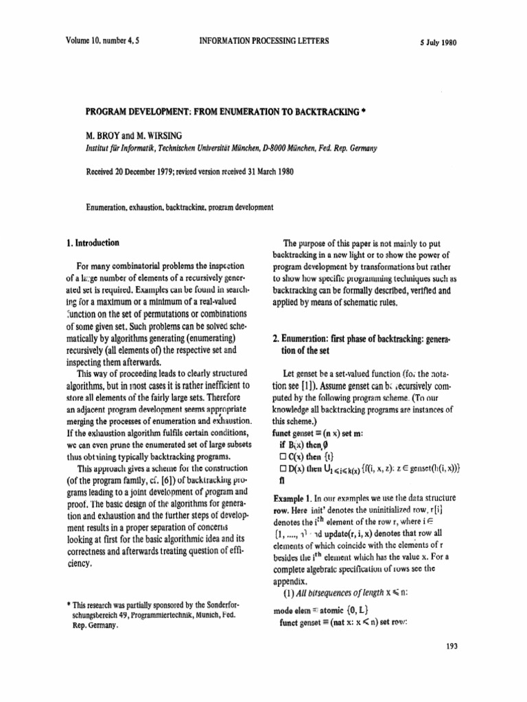 Backtracking Algorithms in Program Development | PDF | Combinatorics ...