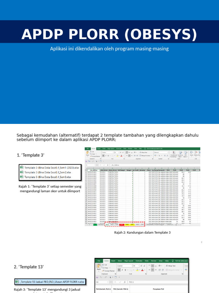 Panduan Penggunaan APDP PLORR Obesys | PDF