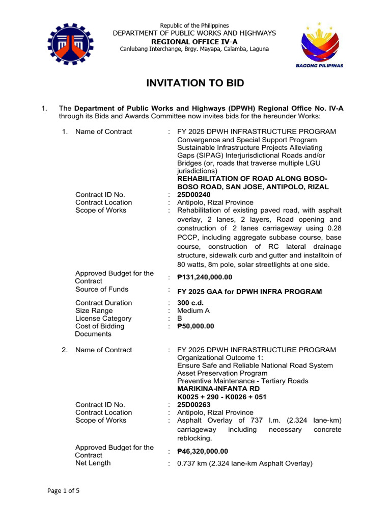 Invitation to Bid | PDF | Road