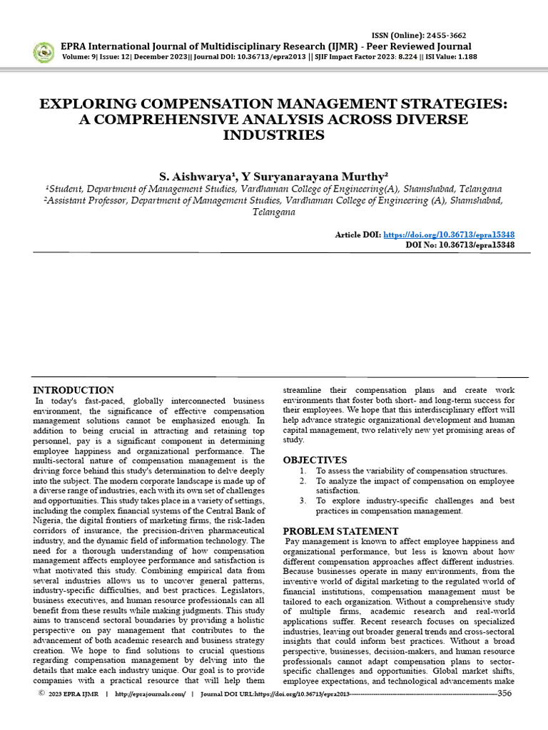 Compensation Management Strategies Analysis | PDF | Coefficient Of ...