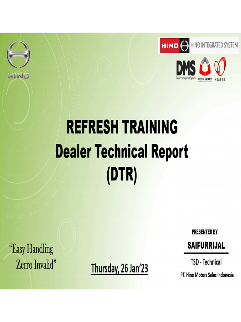 Optimalisasi Penanganan DTR Hino | PDF