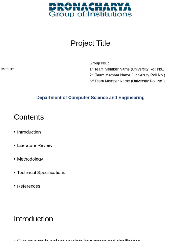 Project Presentation PPT Format | PDF