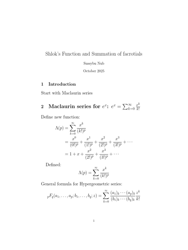 Hypergeometric Series and Factorial Summation | PDF | Complex Analysis ...