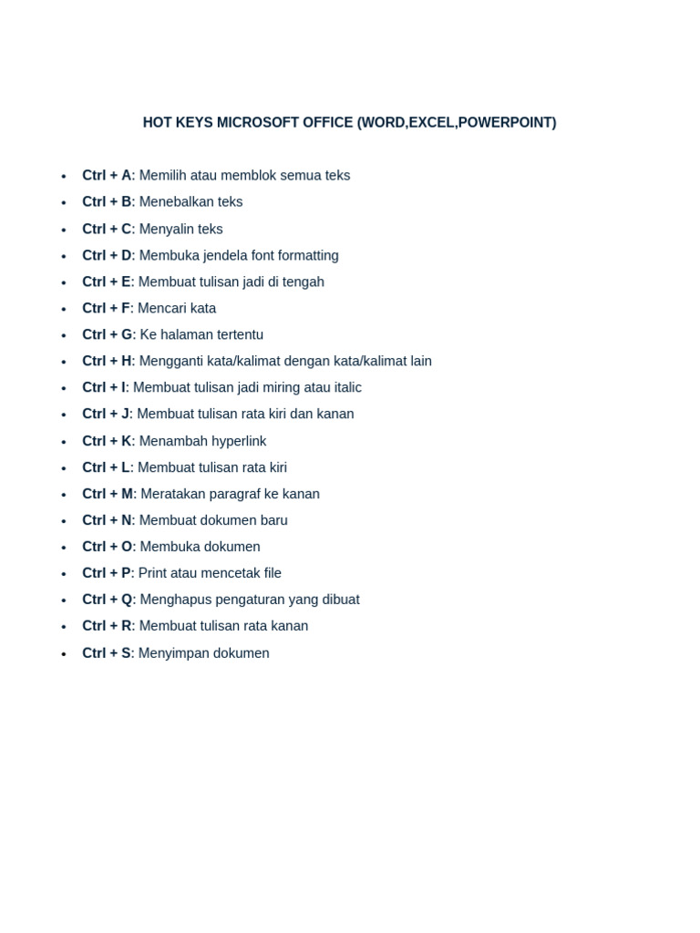 Hotkeys Microsoft Office Penting | PDF