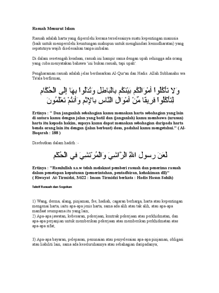 Rasuah Menurut Islam Pdf