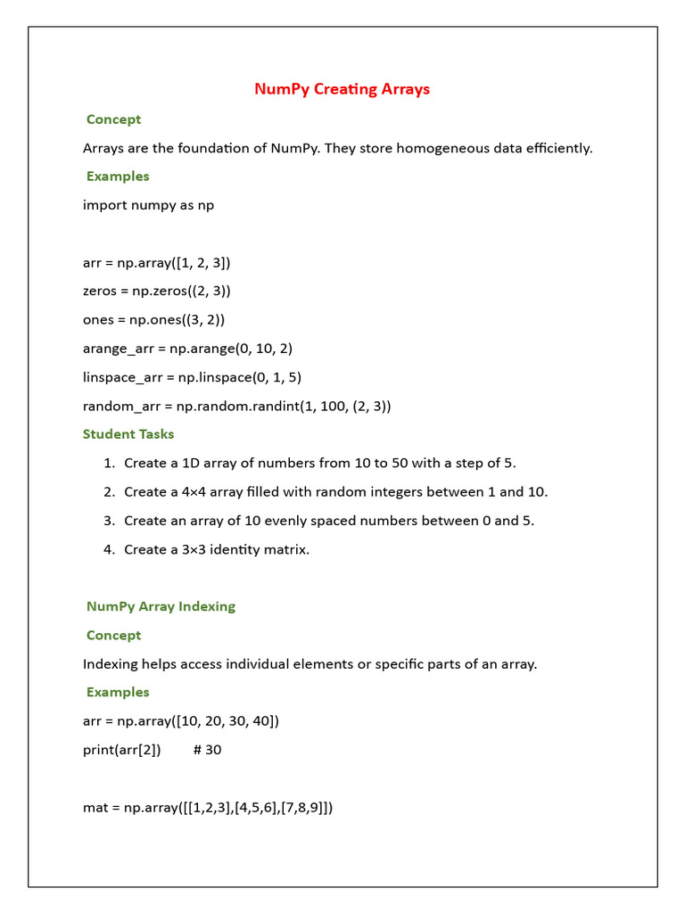 Numpy Arrays | PDF | Matrix (Mathematics) | Mathematics