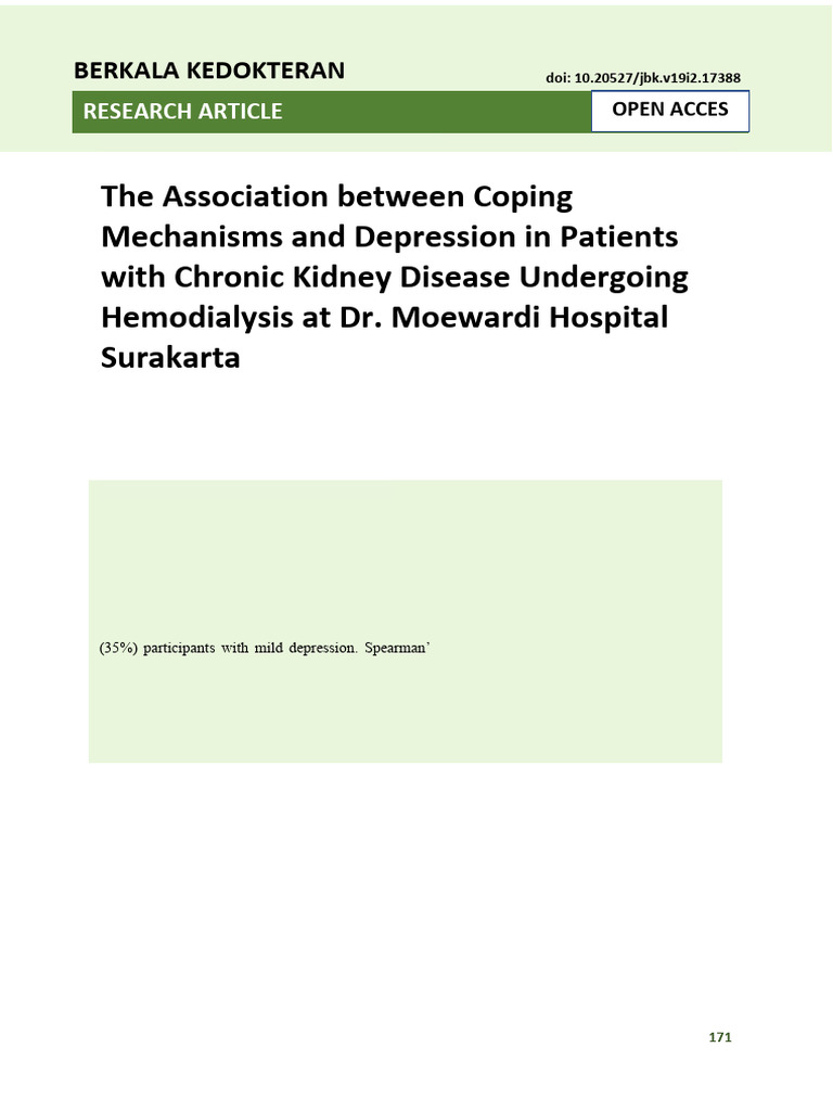 Coping Mechanisms and Depression in CKD | PDF | Chronic Kidney Disease ...
