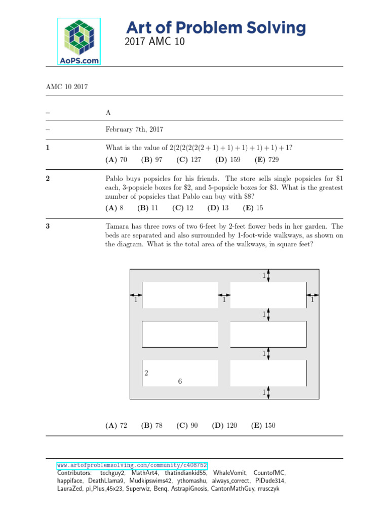 2017 AMC 10 Math Problems | PDF | Triangle | Mathematics