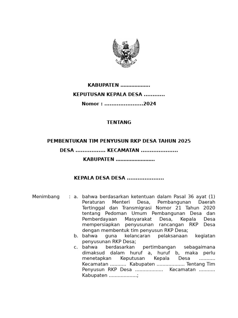 Pembentukan Tim RKP Desa 2025 | PDF