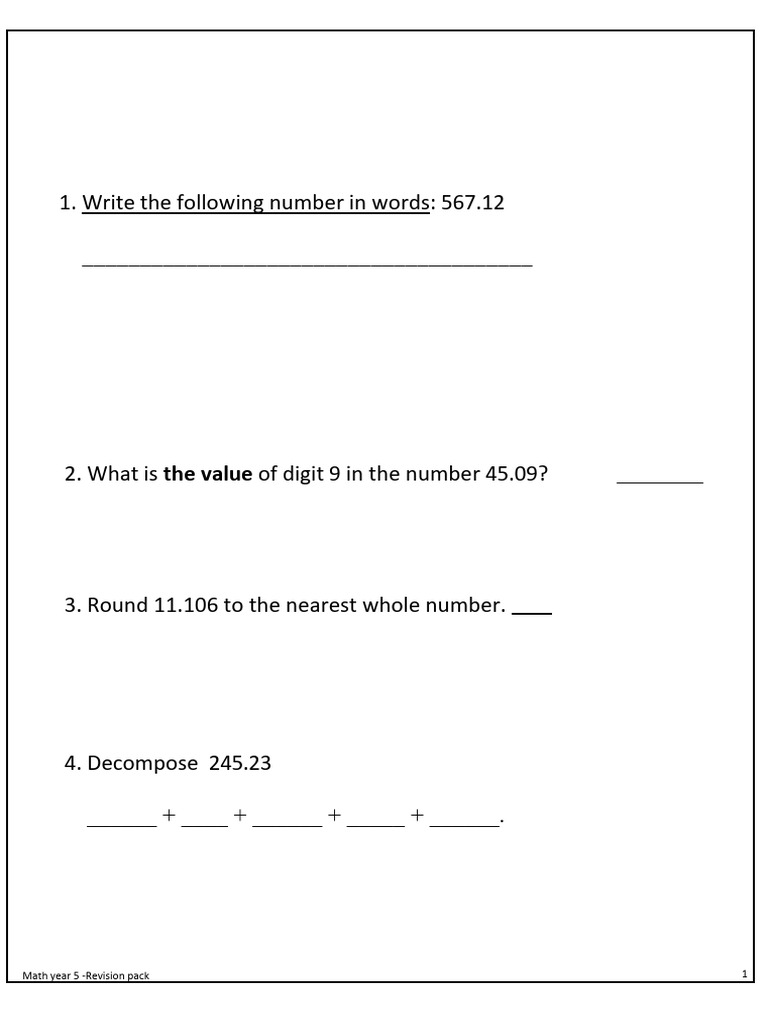 Year 5 Maths Revision Pack | PDF | Triangle | Numbers
