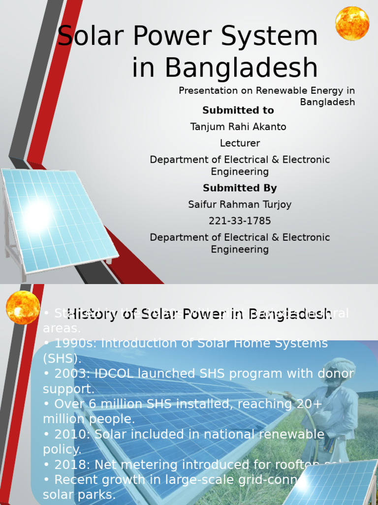 Solar Power System in Bangladesh Presentation | PDF