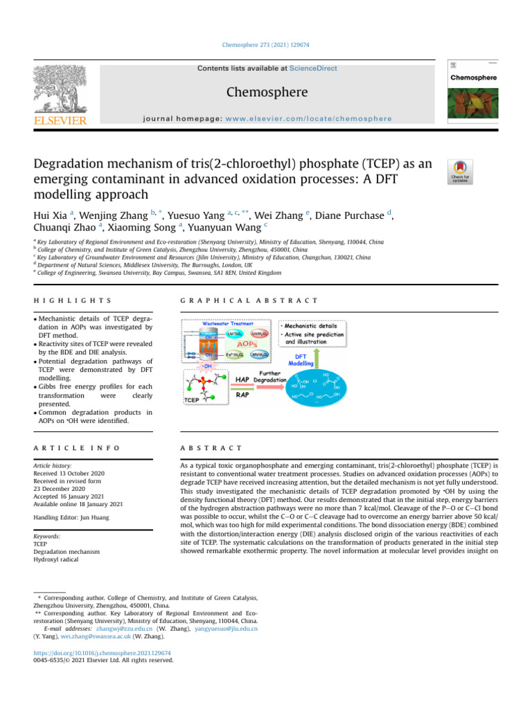TCEP Degradation Mechanism in AOPs | PDF | Chemical Reactions | Chemistry