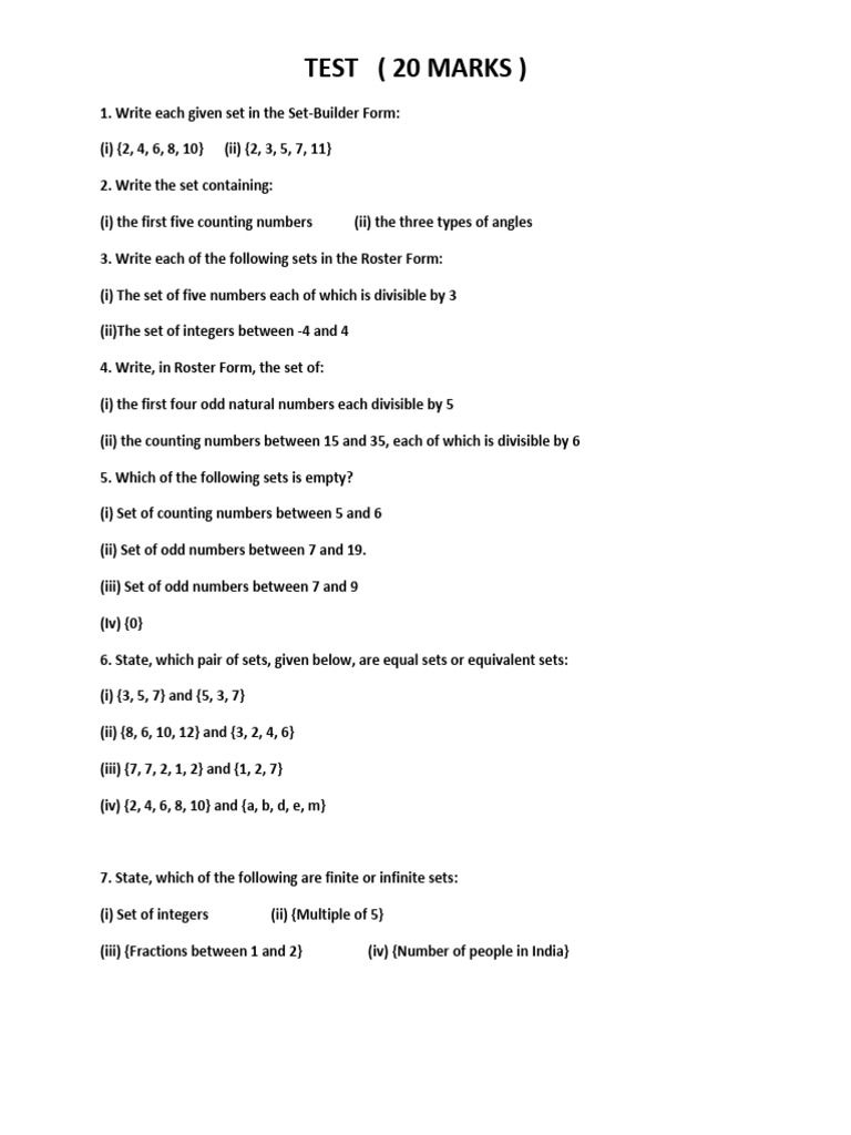 Class 6 Test | PDF