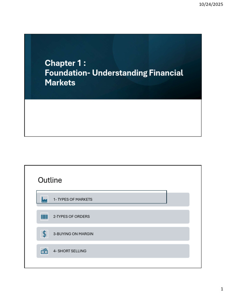 Understanding Financial Markets Basics | PDF | Margin (Finance) | Order ...