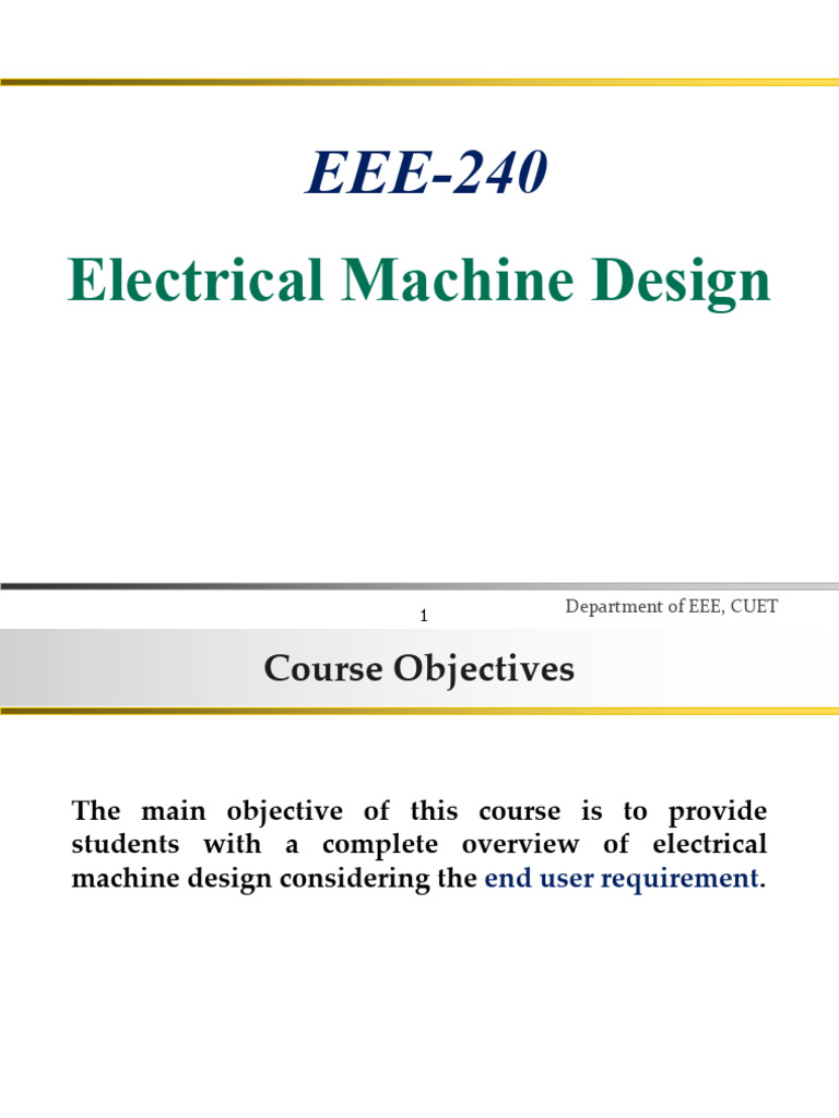 Electrical Machine Design - Class Lecture | PDF | Transformer ...