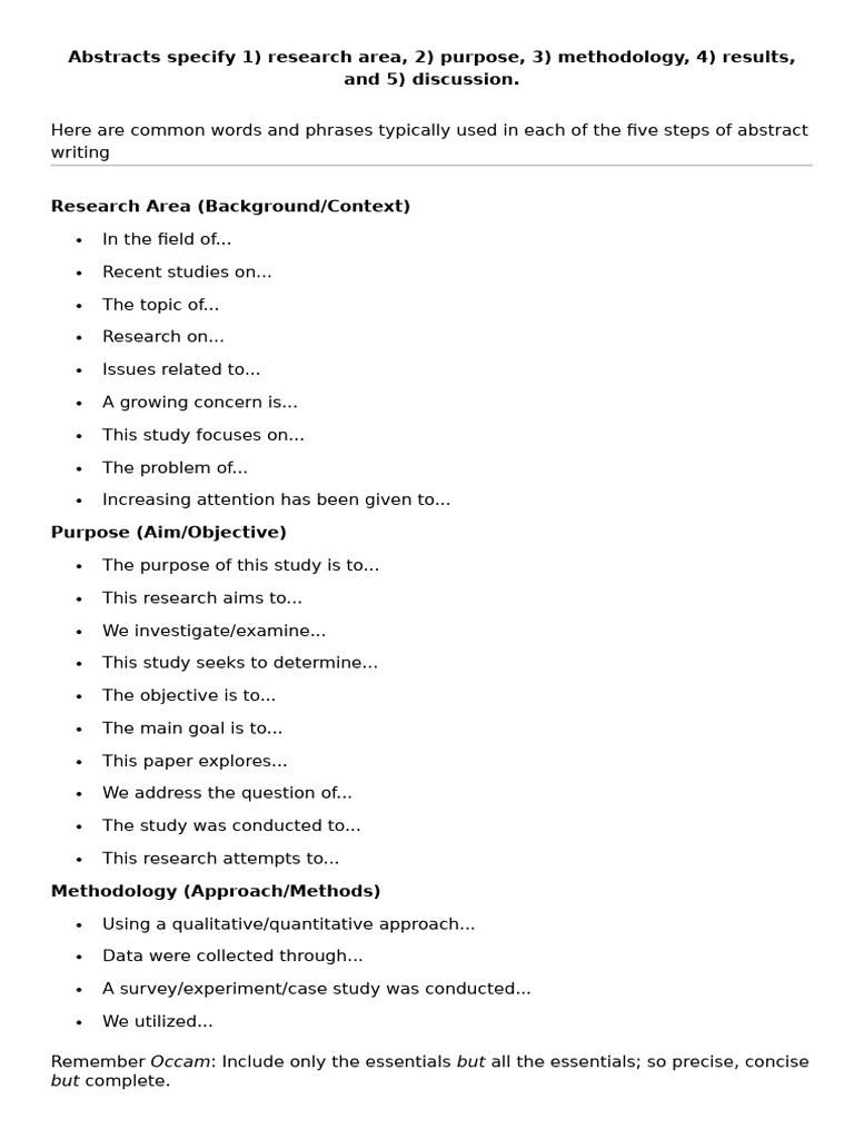 Essentials of Writing Research Abstracts | PDF | Methodology | Power ...