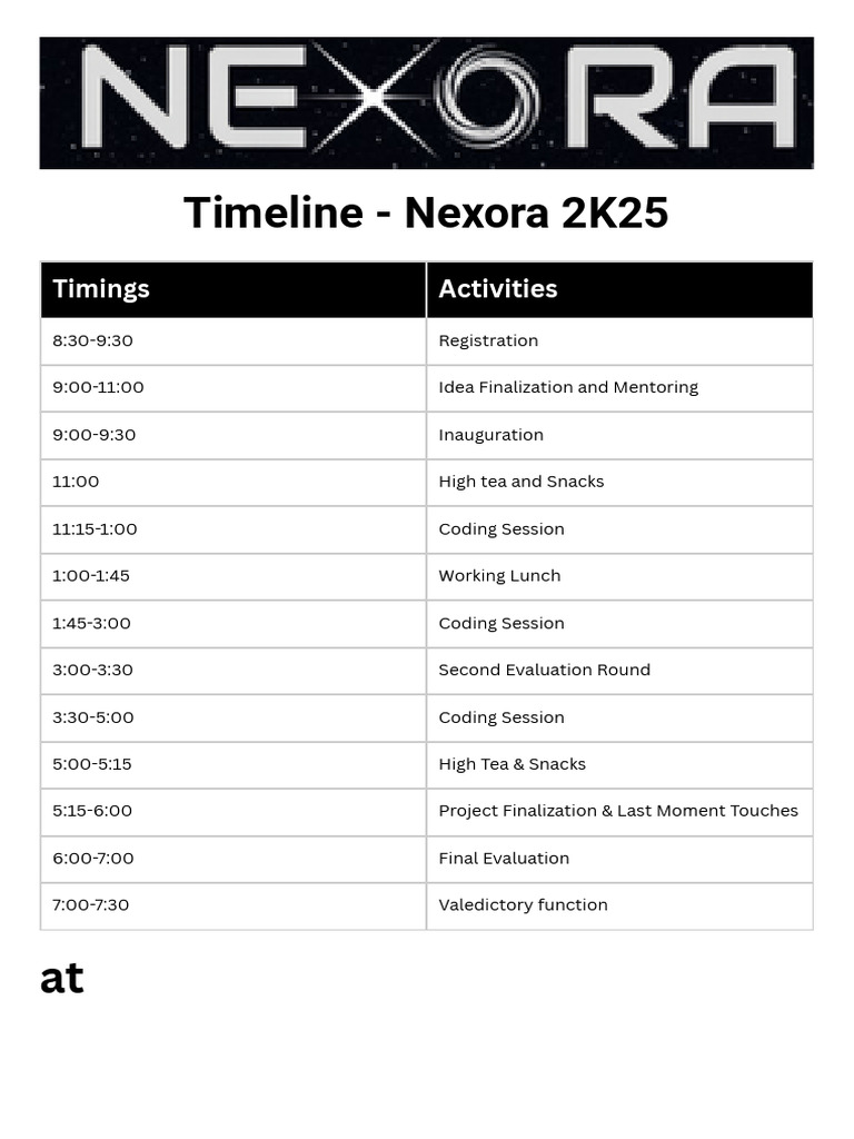 Nexora 2K25 Event Schedule | PDF