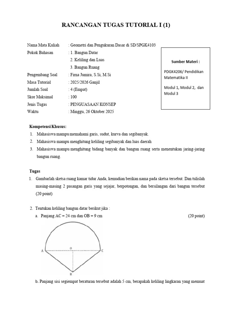 Tugas Tutorial Geometri SD 2025 | PDF