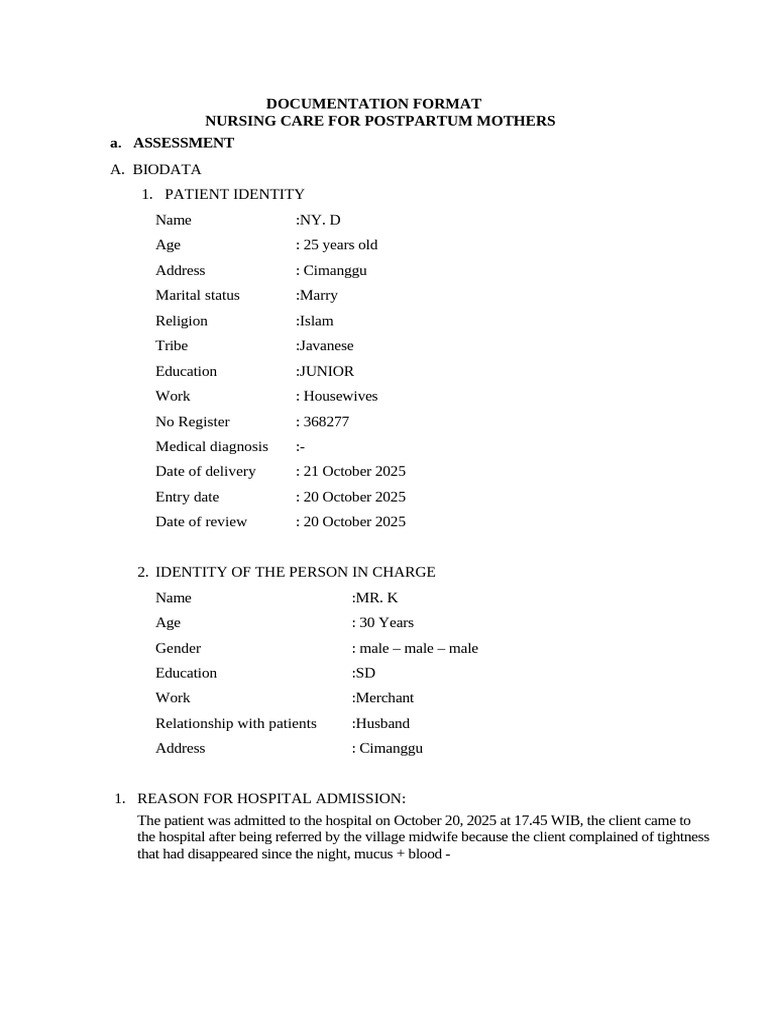 Postpartum Care for Mothers: Assessment Guide | PDF | Childbirth ...