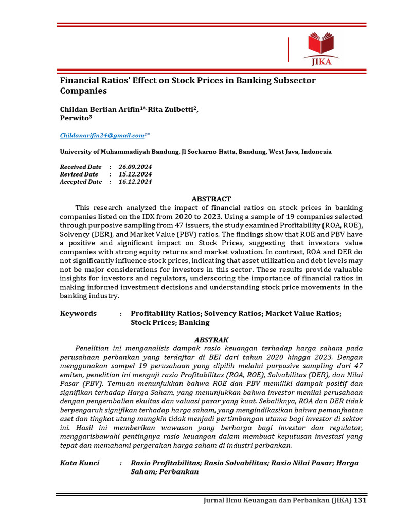 Impact of Financial Ratios on Banking Stocks | PDF | Ordinary Least ...