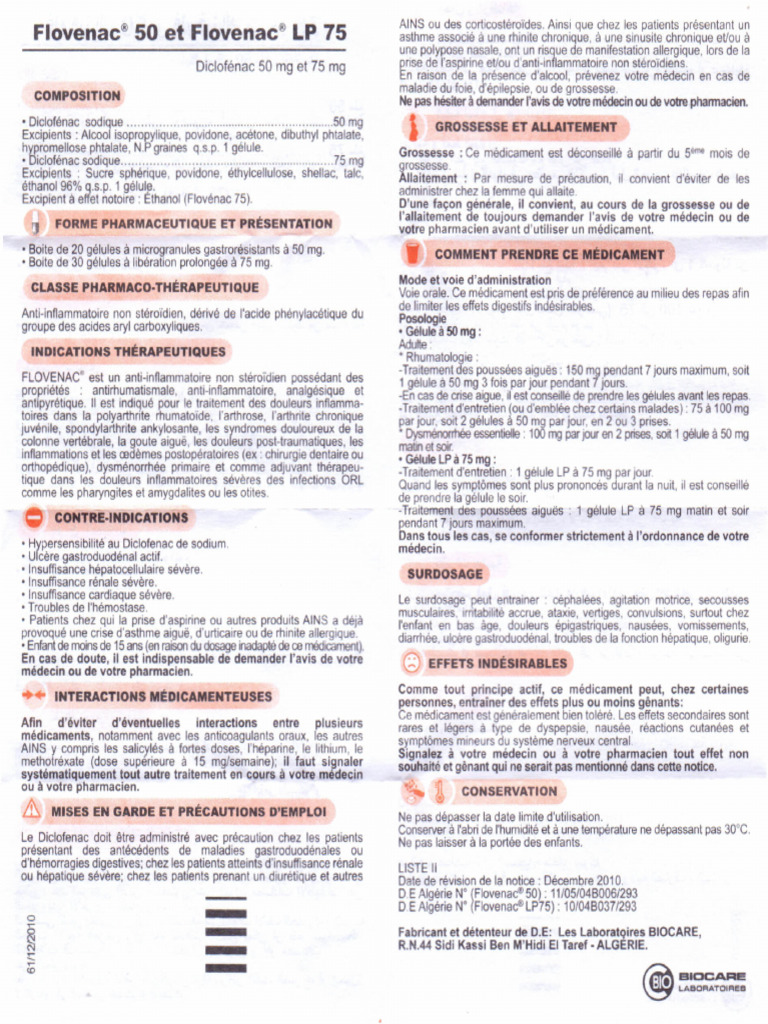 Flovenac : Indications et Posologie | PDF | Aspirine | Médecine