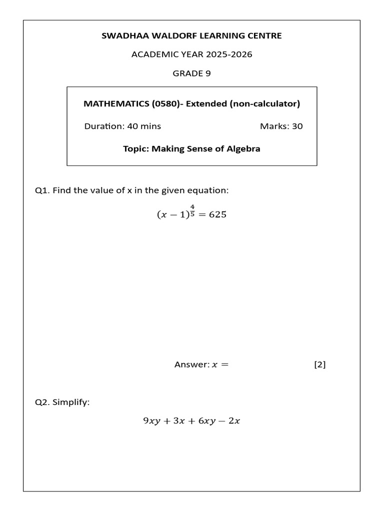 G9 Math Test2 5thaugust | PDF
