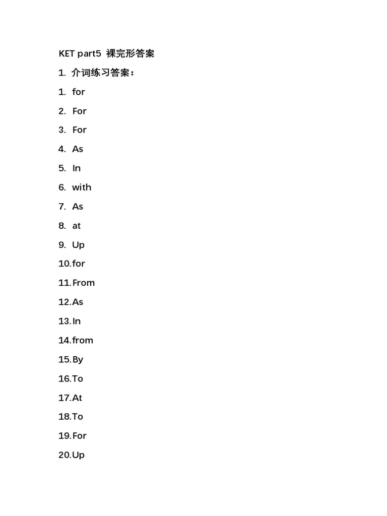 KET Part 5 Answer Key Guide | PDF