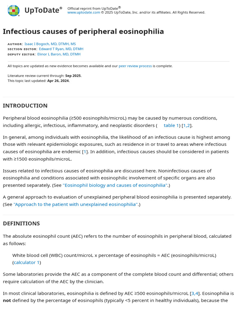 Infectious Causes of Eosinophilia | PDF | Infection | Diseases And ...