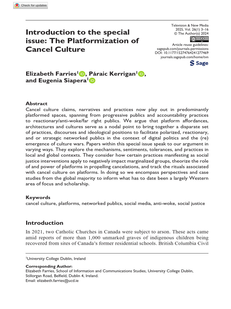 Platformization of Cancel Culture Insights | PDF