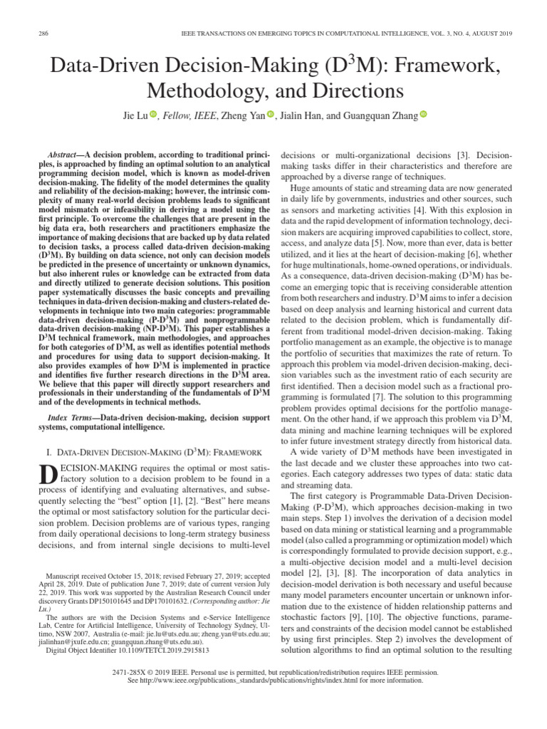 Data-Driven Decision-Making D3M Framework Methodology and Directions ...